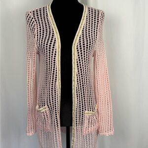 MAD Style Pink Crochet Duster Cardigan OS